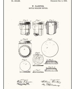 Patent, William Painter, 1892, for the crown cork (bottle cap) - Pe PTN-018