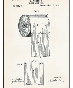 Patent 1891, by Seth Wheeler, the toilet paper roll in the "over" orientation - Pe PTN-021